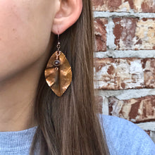 Load image into Gallery viewer, Copper Leaf Earring/Flame Painted Copper Earrings/Religious Gift/Unique Earrings/Youth Pastor Gift/Colorful Earrings/Leaf Earrings