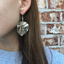 Load image into Gallery viewer, Silver Leaf Earrings with Three Bead Dangle