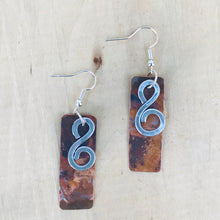 Load image into Gallery viewer, Silver Swirl and Folded Copper Earrings