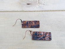 Load image into Gallery viewer, Flame Painted Large Copper Cross Earrings