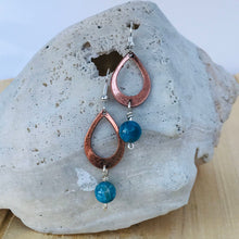 Load image into Gallery viewer, Teardrop Earrings/Copper Teardrop/Light Weight Earrings/Natural Stone Blue Bead Earrings/Christian Gifts /Dangle Earrings /Beaded Earrings