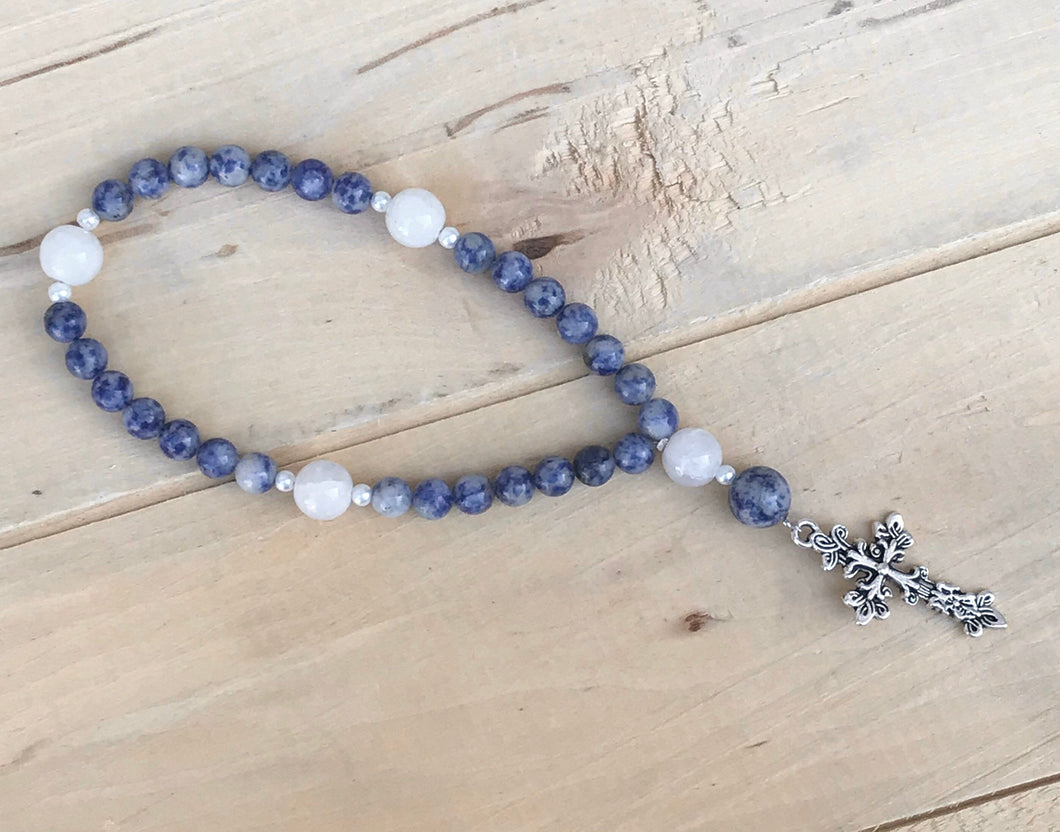 Prayer Beads/Christian Gift/Protestant Prayer Tool/Confirmation Gift/Blue Prayer Beads/Youth Pastor Gift/Get Well Gift/Sympathy Gift/