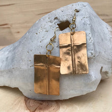 Load image into Gallery viewer, Gold Folded Cross Earrings