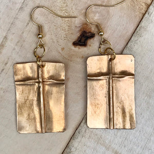Cross Earrings/Gold Cross Earrings/Christian Gift/Brass Cross Earrings/Religious Gift Teacher Gift/Youth Leader Gift