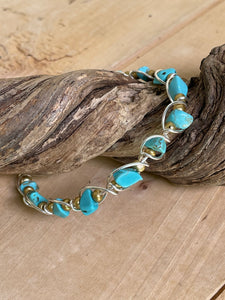 Silver and Turquoise Wire Wrapped Bracelet