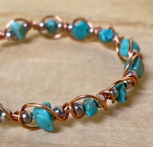 Silver and Turquoise Wire Wrapped Bracelet