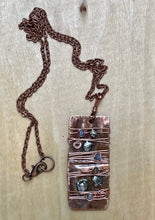 Load image into Gallery viewer, Copper Pendant Necklace/Decorative Copper Necklace/Beaded Necklace/Crystal Necklace/Wire Wrap Necklace/Unique Necklace/Rectangle Necklace