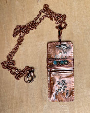 Load image into Gallery viewer, Copper Pendant Necklace/Decorative Copper Necklace/Beaded Necklace/Crystal Necklace/Wire Wrap Necklace/Unique Necklace/Rectangle Necklace