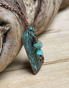 Decorative Copper Pendant/Sun Necklace/Turquoise Color Necklace/Unique  Necklace/Turquoise Stone Necklace/ Christian Gift/Teal Pendant