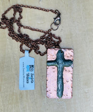 Load image into Gallery viewer, Hammered Copper with Silver Cross Pendant Necklace