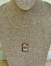 Load image into Gallery viewer, Square Copper Pendant with Silver Design and Wrapped Crystal Beads