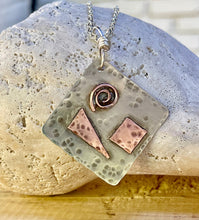 Load image into Gallery viewer, Silver And Copper Necklace/Swirl Necklace/Geometric Shaped Necklace/Necklace/Unique Necklace/Geo shaped Necklace