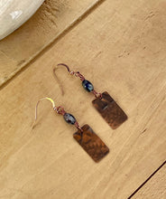 Load image into Gallery viewer, Petite Embossed Copper Lampwork Glass Bead Earrings