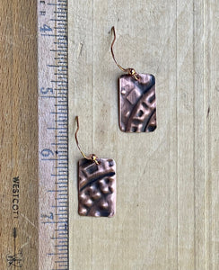 Small Embossed Copper  Earrings
