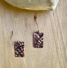 Load image into Gallery viewer, Small Embossed Copper  Earrings