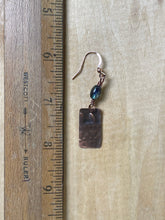 Load image into Gallery viewer, Petite Embossed Copper Lampwork Glass Bead Earrings