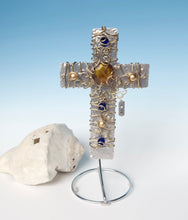 Load image into Gallery viewer, Unique Cross/Decorative Cross/Silver Cross/Christian Gift/Religious Gift/Desktop Cross/Personalized Cross/Beaded Cross
