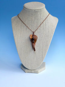 slim Copper Leaf Necklace with Dangling Beads