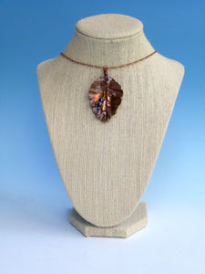 Copper Flame Painted Leaf Necklace