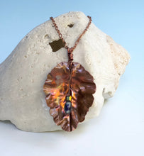 Load image into Gallery viewer, Copper Flame Painted Leaf Necklace