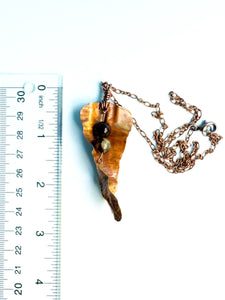 Copper Leaf Necklace/Leaf Pendant/Unique Leaf Necklace/Large Copper Leaf Necklace/Decorative Leaf Necklace/Beaded Leaf Pendant/Flame Painted
