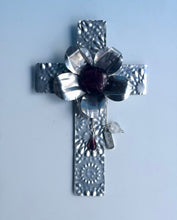 Load image into Gallery viewer, Purple Cross/Religious Gift/Cross/Unique Cross/Decorative Cross/Silver Cross/Christian Gift/Hanging Cross/Desktop Cross/Youth Pastor Gift