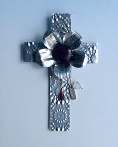 Purple Cross/Religious Gift/Cross/Unique Cross/Decorative Cross/Silver Cross/Christian Gift/Hanging Cross/Desktop Cross/Youth Pastor Gift