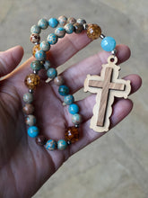 Load image into Gallery viewer, Christian Prayer Beads/Religious Gift, Stone Prayer Beads, Spiritual Gift, Wood Cross Prayer Beads/Gradation Gift/Mother&#39;s Day Gift