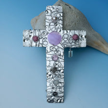 Load image into Gallery viewer, Pink and Silver Beaded Cross