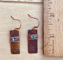 Load image into Gallery viewer, Copper Earrings with Wire Wrapped Crystals