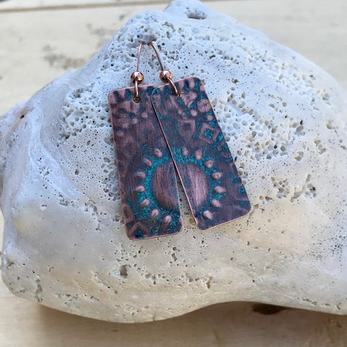 Painted Copper Sun Earrings
