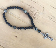 Load image into Gallery viewer, Natural Stone and Wood Christian Prayer Beads