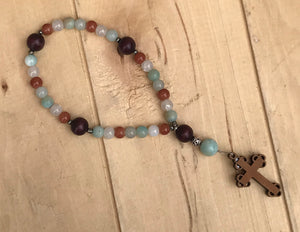 Religious Prayer Beads with Glass and Wood Beads