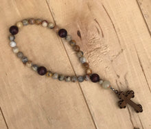 Load image into Gallery viewer, Prayer Beads with Natural Stones with Wood Cross