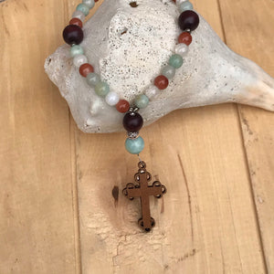 Religious Prayer Beads with Glass and Wood Beads