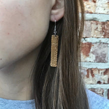Load image into Gallery viewer, Hammered Gold Brass Cross Earrings