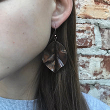 Load image into Gallery viewer, Flame Painted Antiqued Copper Leaf Earrings