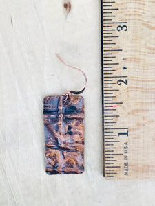Unique Folded and Antiqued Copper Cross Earrings
