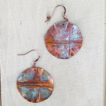 Load image into Gallery viewer, Unique Circle Flame Painted Cross Earrings