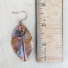 Load image into Gallery viewer, Flame Painted Copper Leaf Earrings
