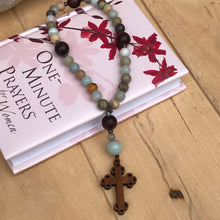 Load image into Gallery viewer, Amazonite Christian/Protestant Prayer Beads with Italian Wood Cross