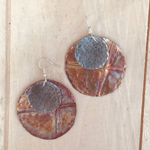 Load image into Gallery viewer, Unique Cross Earrings, Flame Painted and Folded Copper