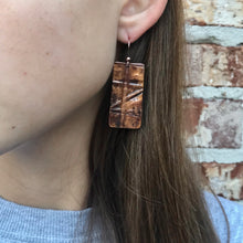 Load image into Gallery viewer, Unique Folded and Antiqued Copper Cross Earrings