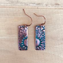 Load image into Gallery viewer, Painted Copper Sun Earrings