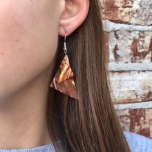 Load image into Gallery viewer, Flame Painted Copper Double Triangle Earrings