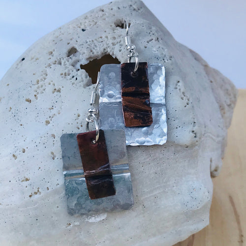 Lightweight Aluminum and Copper Cross Earrings